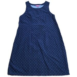 Woman Within Corduroy Pinafore Dress Women's Size M Navy Blue‎ Polka Dot